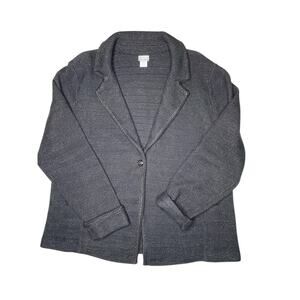 Chicos Black Cardigan Womens Size 4 (US XXL) Black Heavy Blazer Career Office